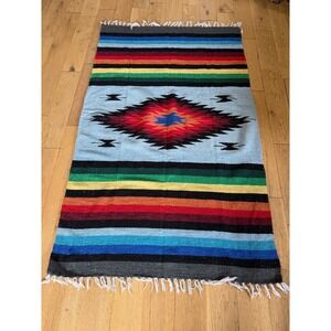 Franks Textiles Mexican Serape Blanket Size: XXL Multicolor Southwestern Boho